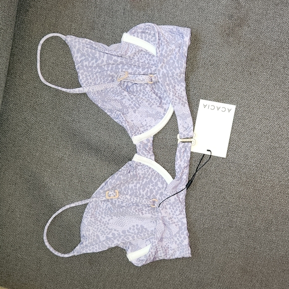 New Acacia Swimwear Manhattan Bikini Top Lilac Snake Bralette Bra underwire XL - Picture 8 of 10